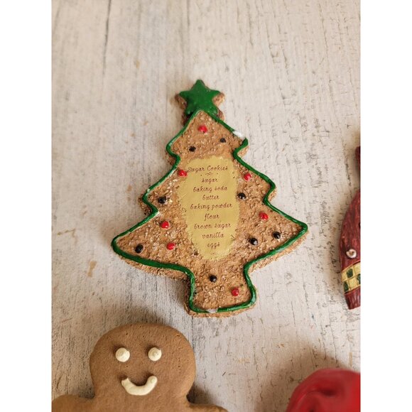 Vintage gingerbread cookie Tree Santa Claus magnet set Xmas decor - Picture 3 of 6